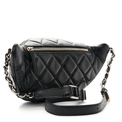 Chanel Lambskin Quilted Waist Bag Fanny Pack Black 2 of 13