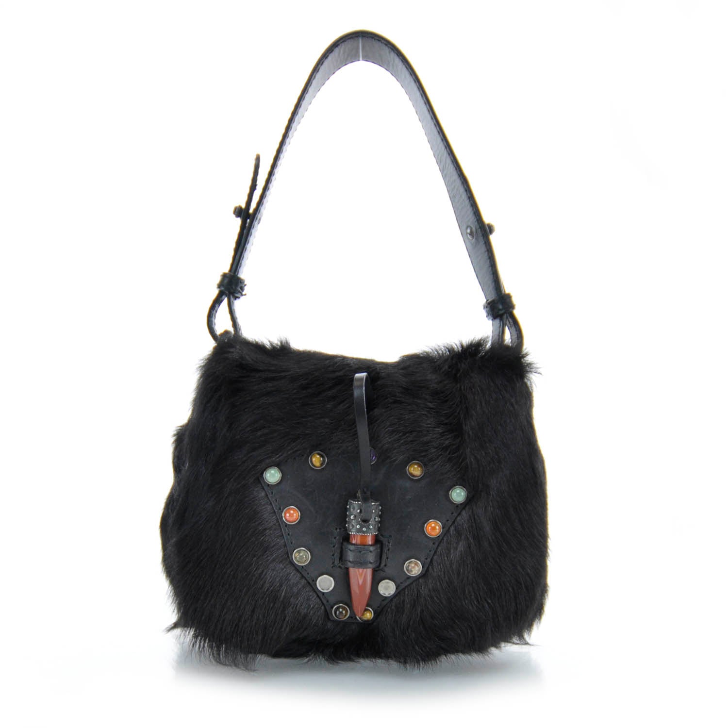 Valentino Garavani Fur Shoulder Bag Black 1 of 8