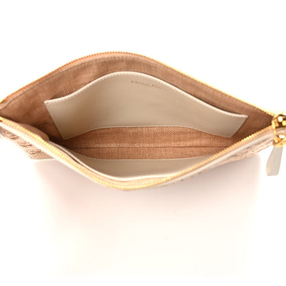 Christian Dior Raffia Cannage Large Caro Daily Zipped Pouch Natural 5 of 6