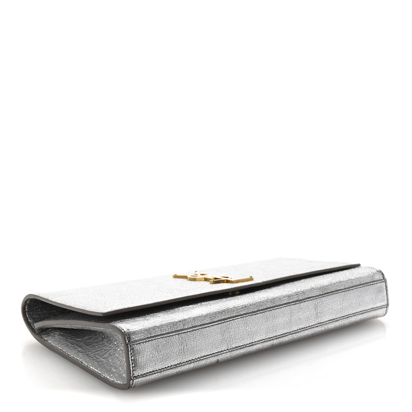 Textured Metallic Calfskin Classic Monogram Cassandre Clutch Silver