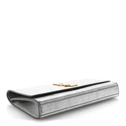 Saint Laurent Textured Metallic Calfskin Classic Monogram Cassandre Clutch Silver 4 of 6