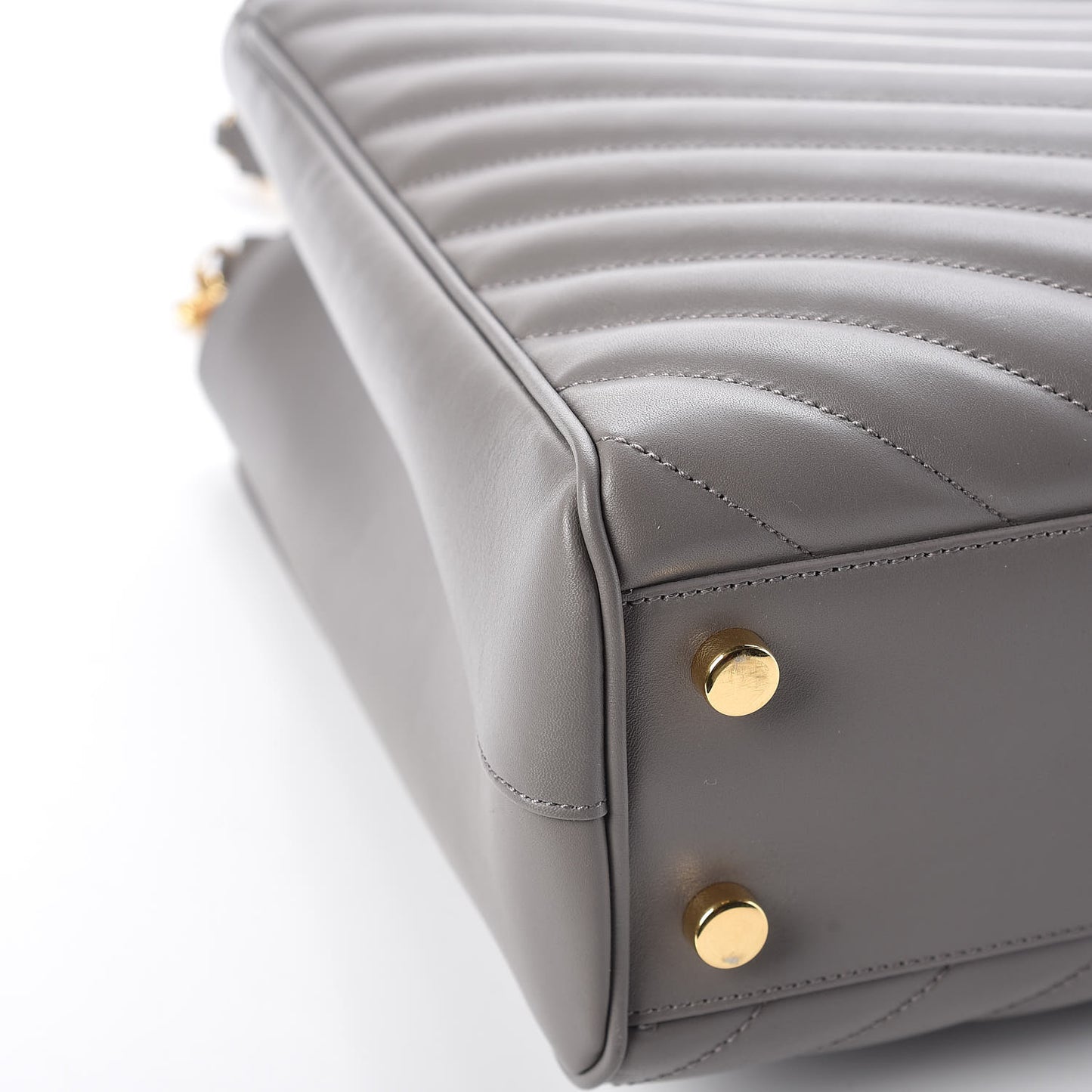 Smooth Calfskin Matelasse Chevron Large Monogram Shopping Bag Grey