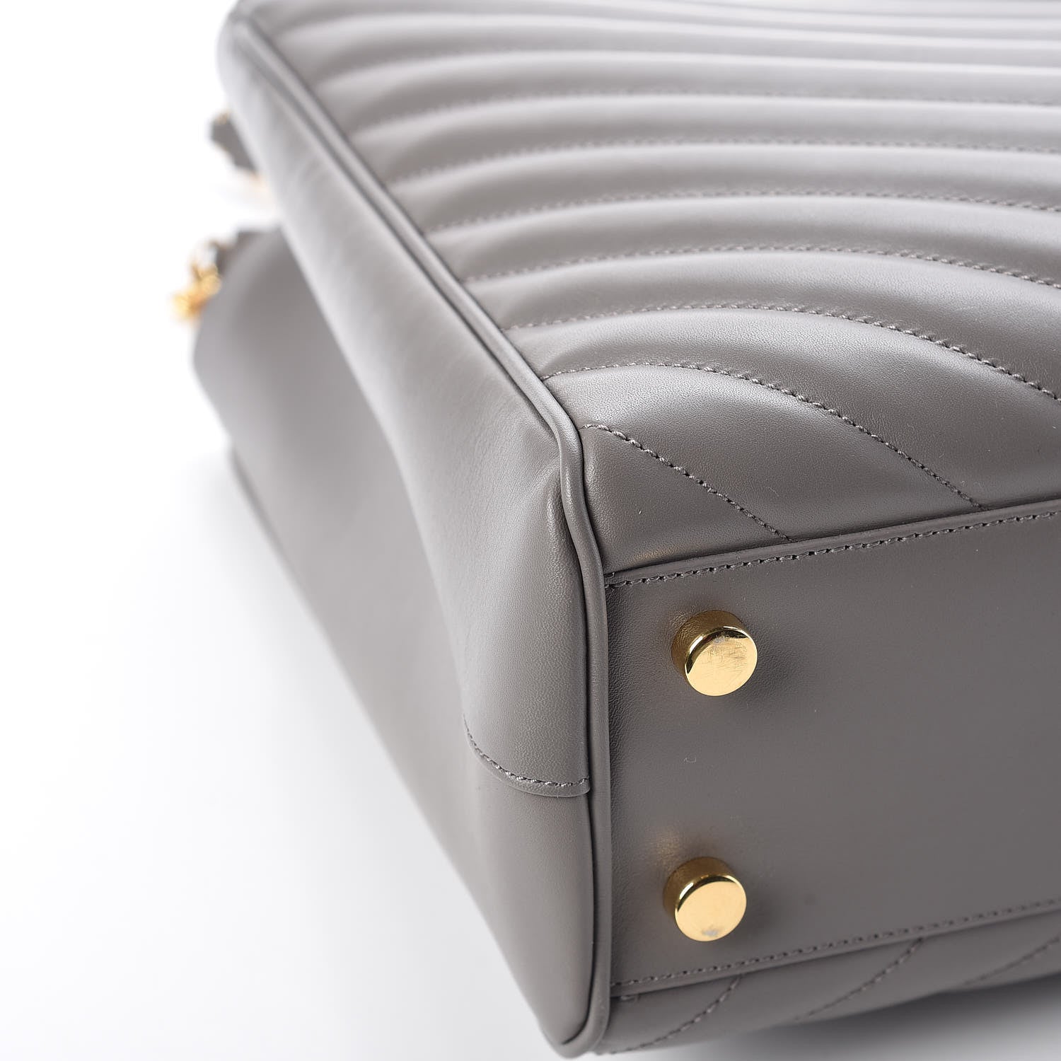 Saint Laurent Smooth Calfskin Matelasse Chevron Large Monogram Shopping Bag Grey 10 of 13