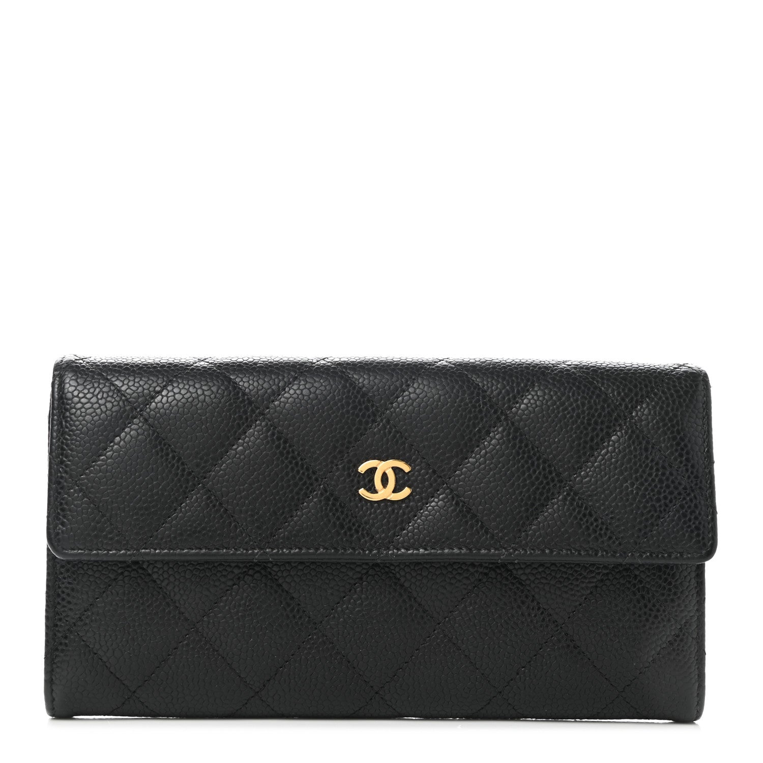 Chanel Caviar Quilted Large Gusset Flap Wallet Black 1 of 8
