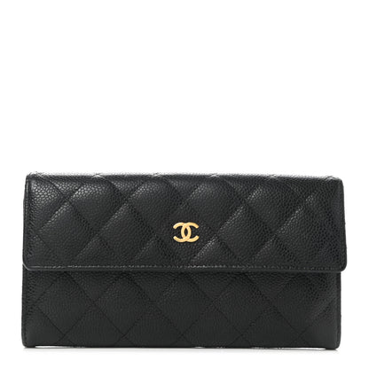 Chanel Caviar Quilted Large Gusset Flap Wallet Black 1 of 8