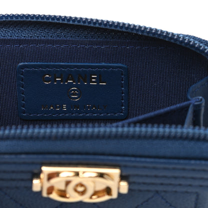 Chanel Caviar Quilted Boy Zip Around Coin Purse Wallet Dark Blue 6 of 7