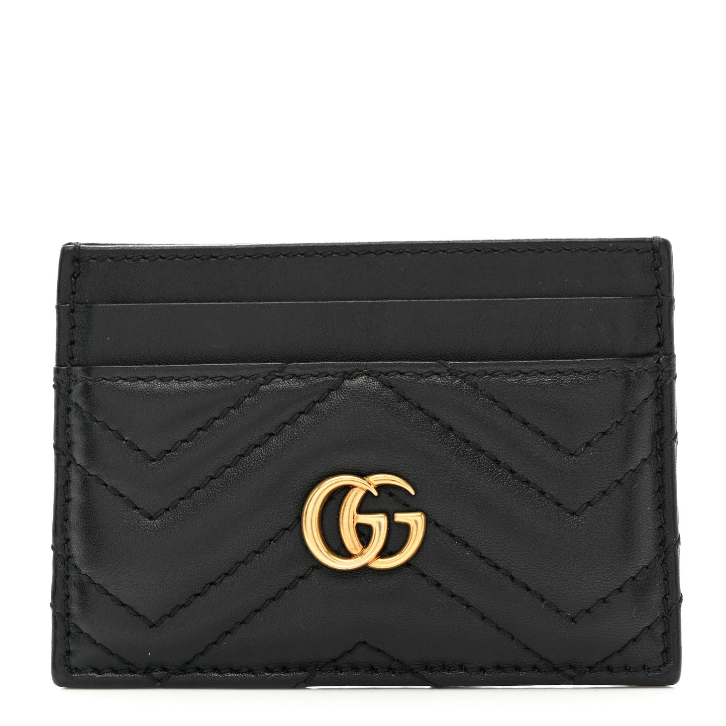 Calfskin Matelasse GG Marmont Card Holder Black