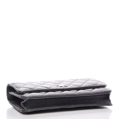Chanel Iridescent Caviar Quilted Wallet On Chain WOC Black 4 of 13