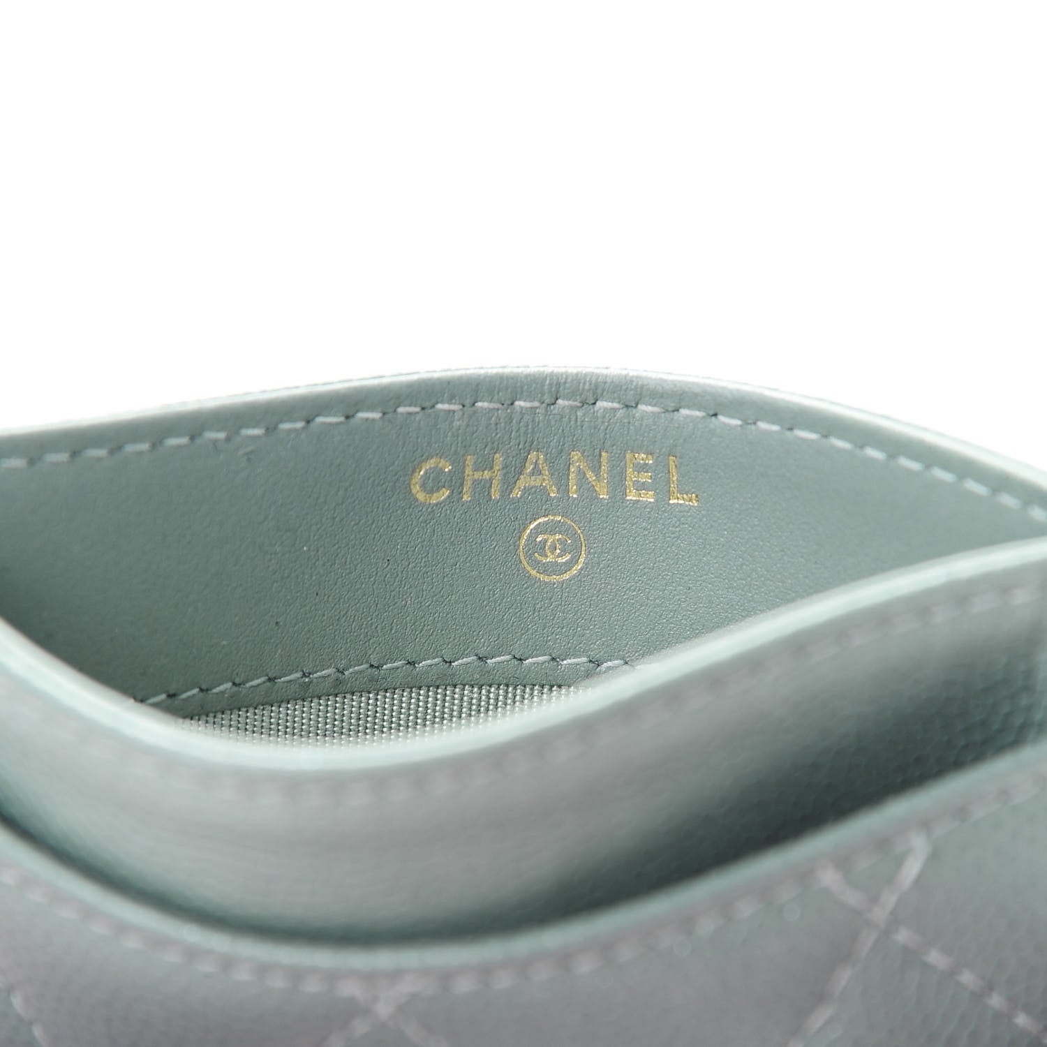 Chanel Iridescent Caviar Quilted Card Holder Light Blue 6 of 10