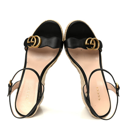 Gucci Galassia Aitana Espadrille 10/95mm Wedge Sandals 39 Black 2 of 12