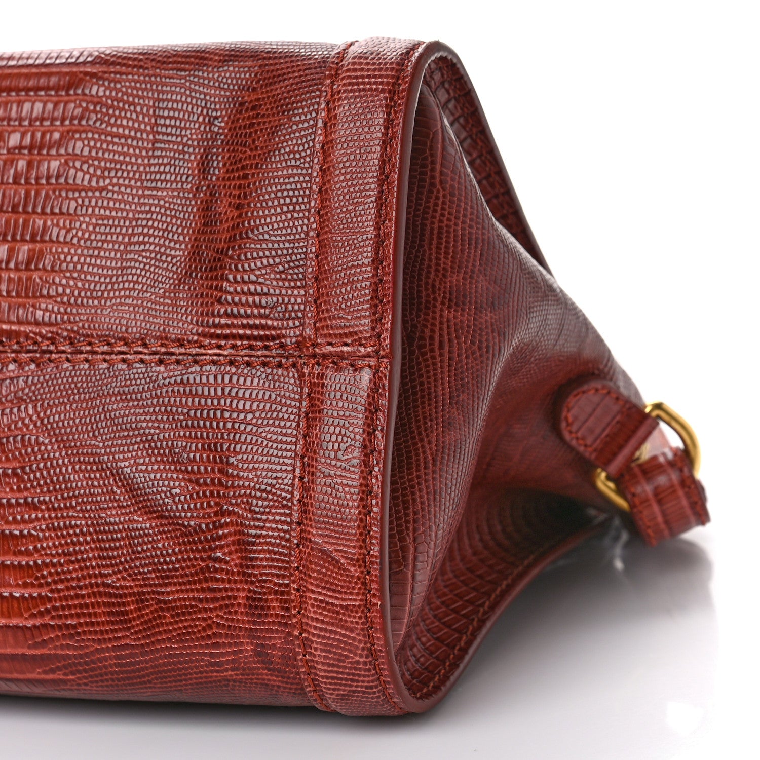 Alexander McQueen Calfskin Lizard Embossed Small Skull Padlock Zip Around Tote Brown 8 of 9