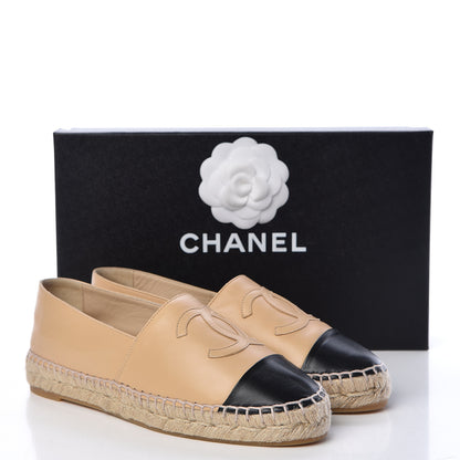 Chanel Lambskin CC Espadrilles 37 Beige Black 11 of 11
