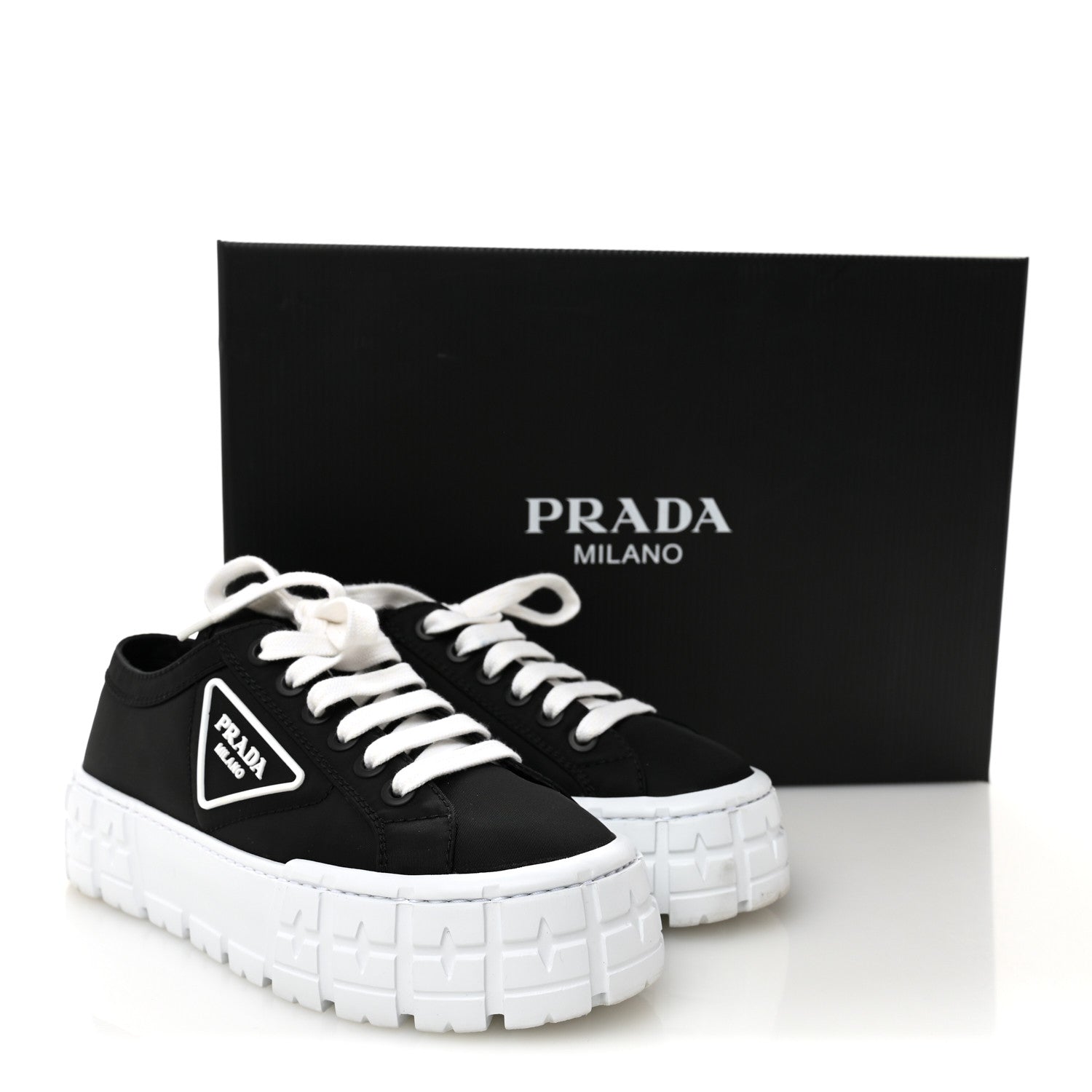 Prada Re-Nylon Gabardine Triangle Logo Double Wheel 50mm Sneakers 38 Black 10 of 10