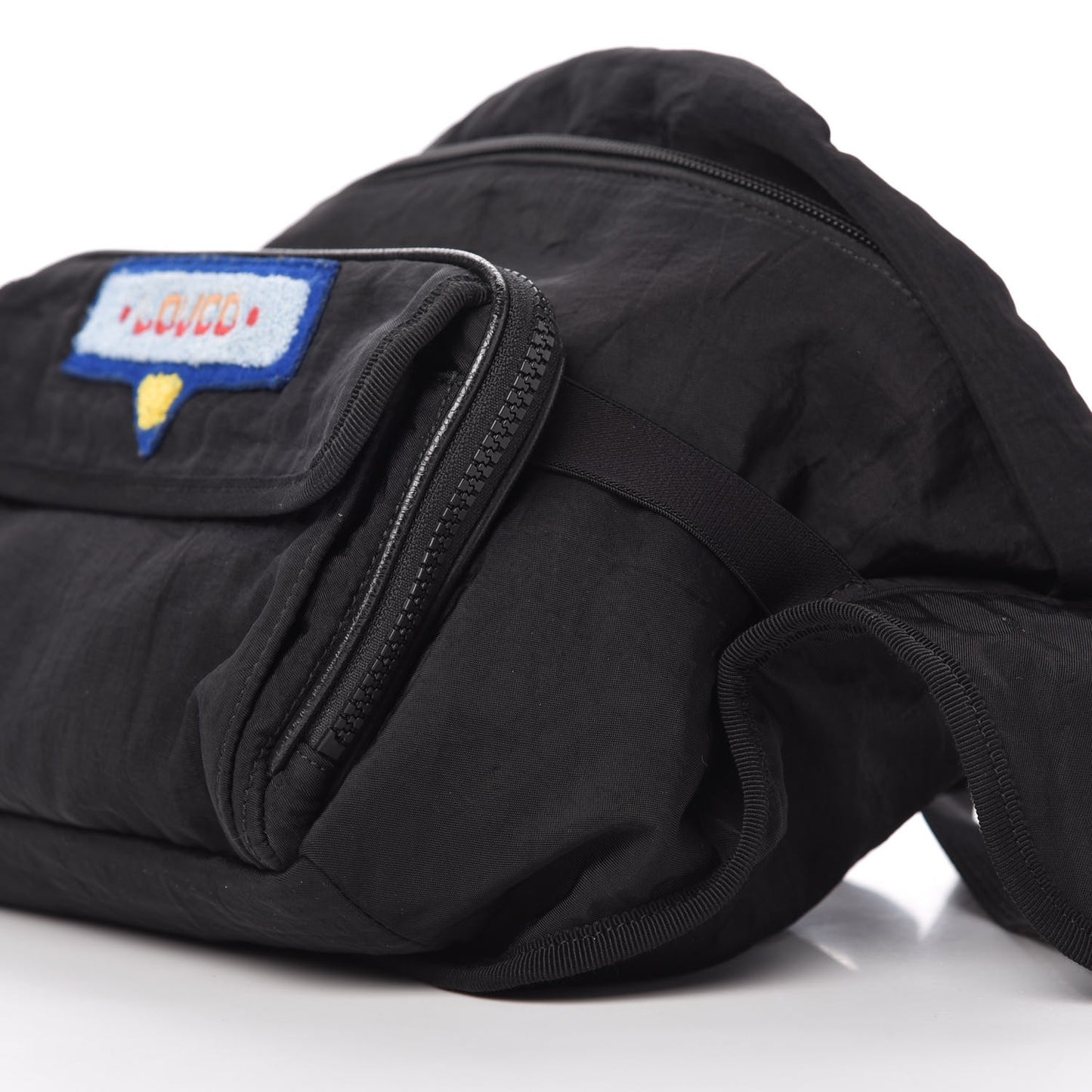 Nylon 80s Logo Patch Belt Bag Black