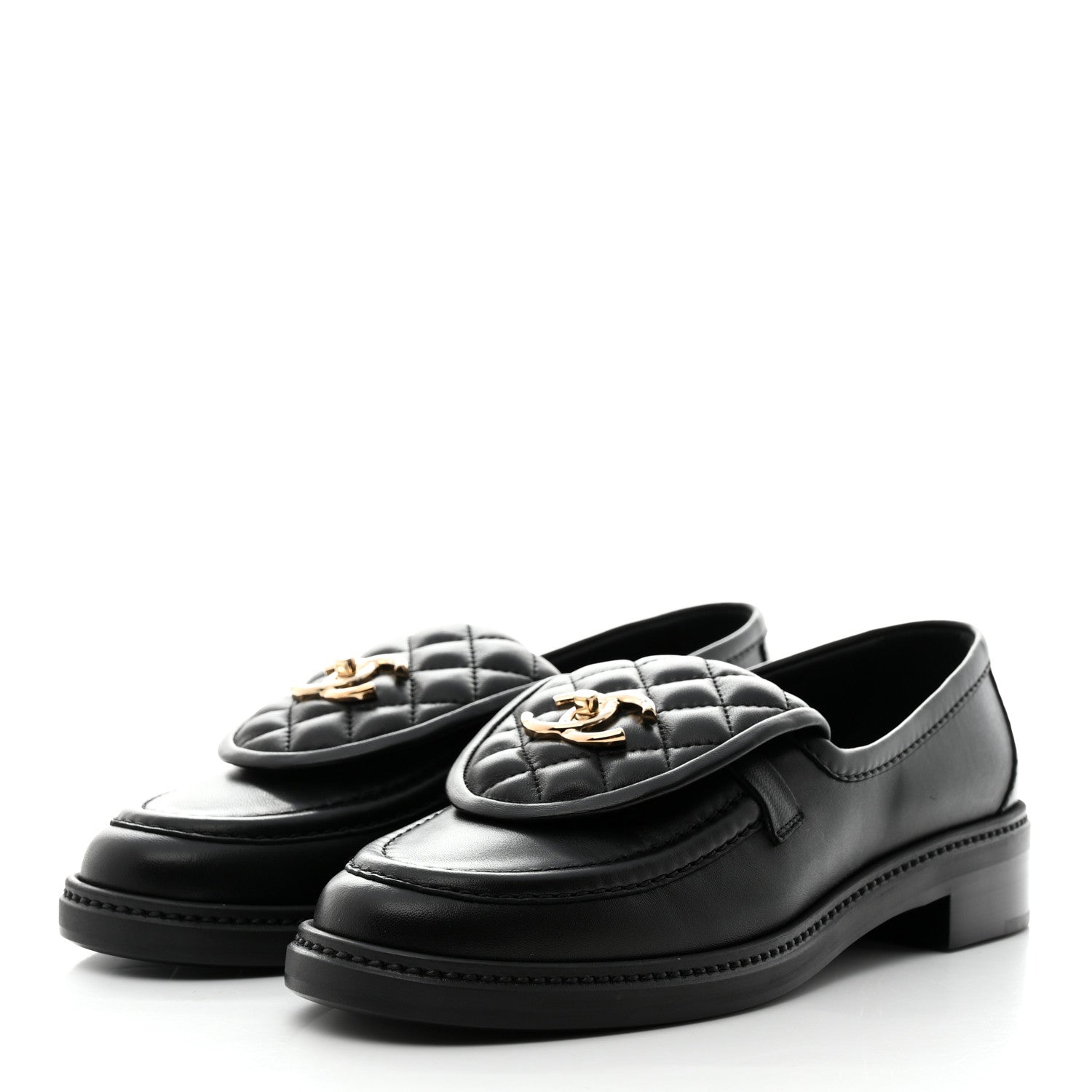 Chanel Lambskin Quilted CC Turnlock Loafers 39 Black 3 of 9