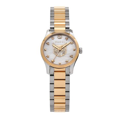 Gucci Stainless Steel Mother of Pearl 27mm G-Timeless Two Tone Cat Quartz Watch 1 of 4