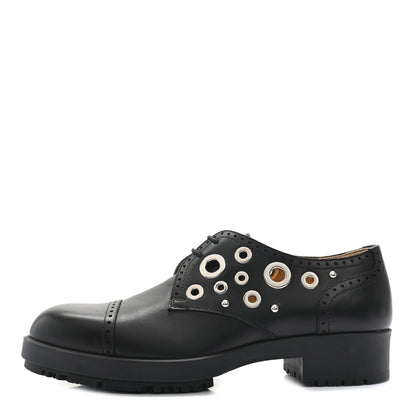 Hermes Calfskin Womens Grommet Lace Up Oxford 36 Black 1 of 7