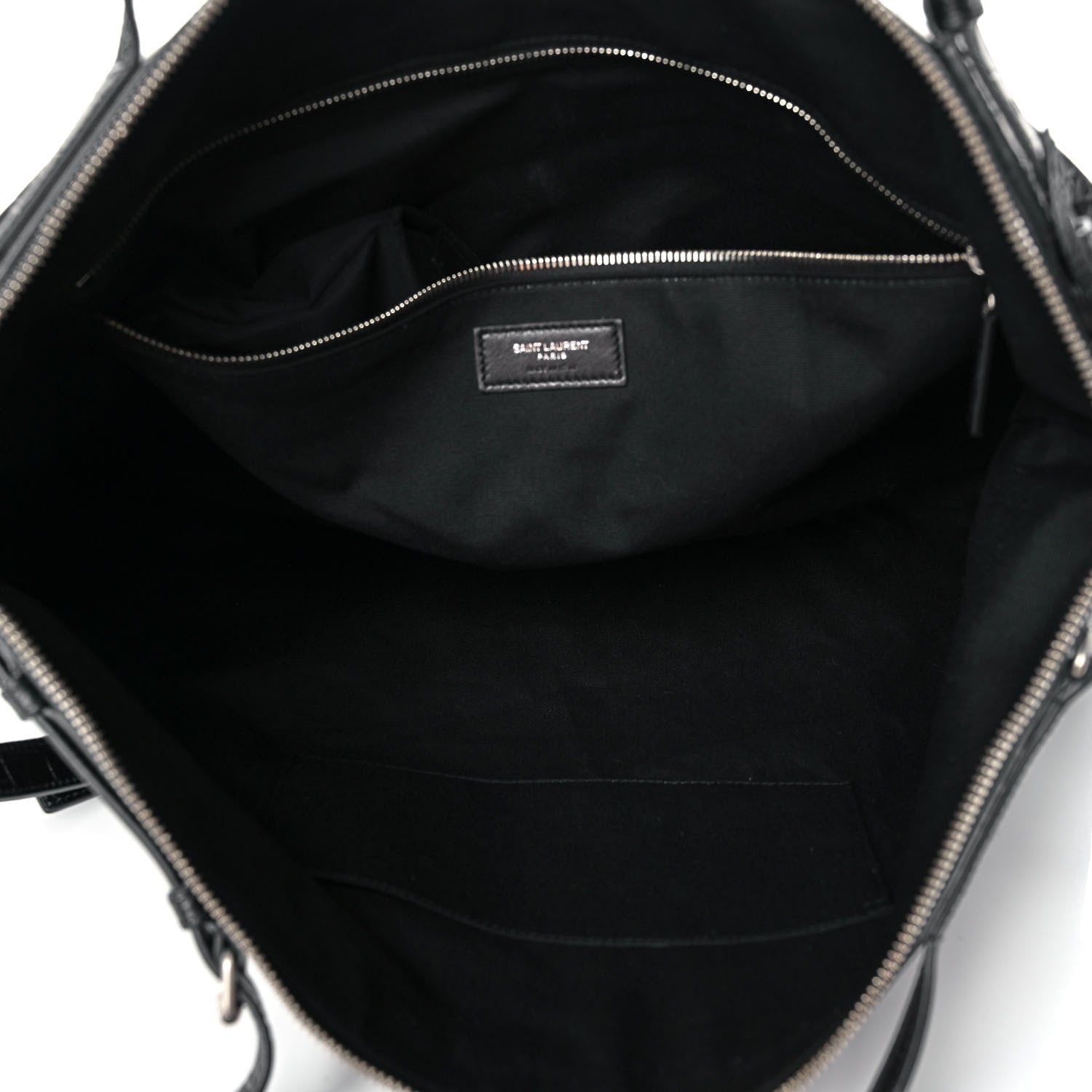 Saint Laurent Calfskin Crocodile Embossed Large Convertible ID Bag Black 8 of 11