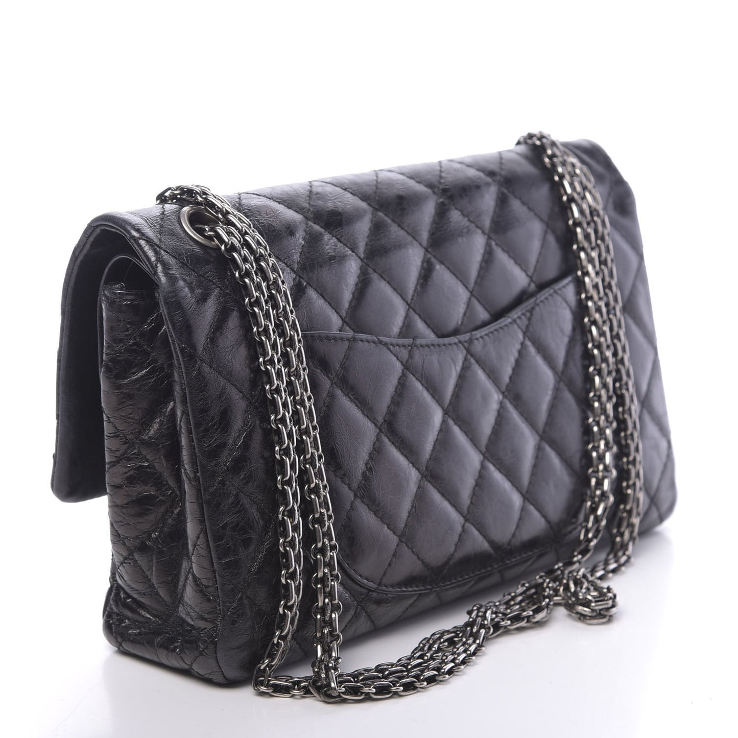 Metallic Aged Calfskin Quilted 2.55 Reissue 226 Flap Black