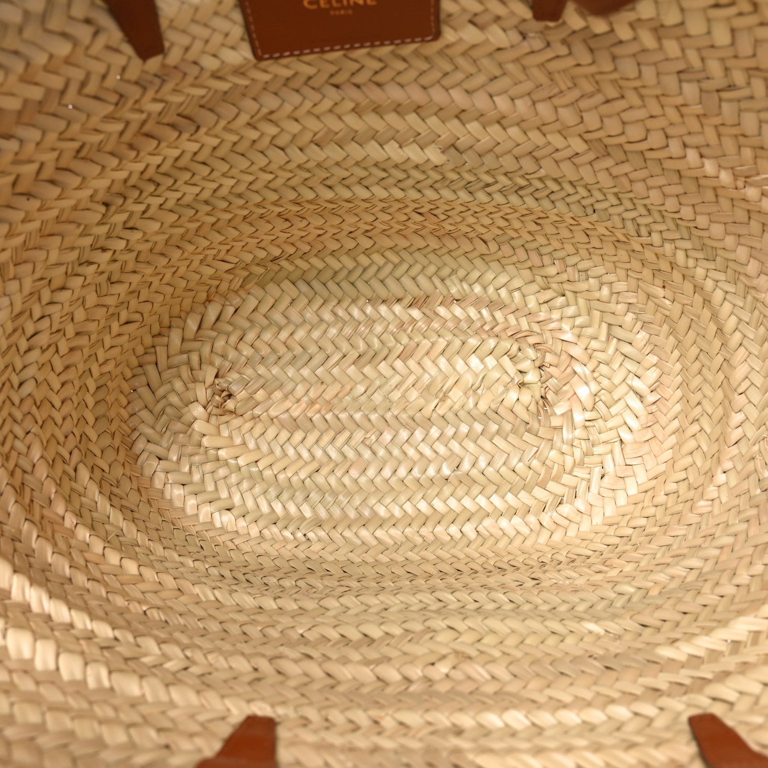 Celine Raffia Calfskin Triomphe Medium Panier Tan 5 of 10