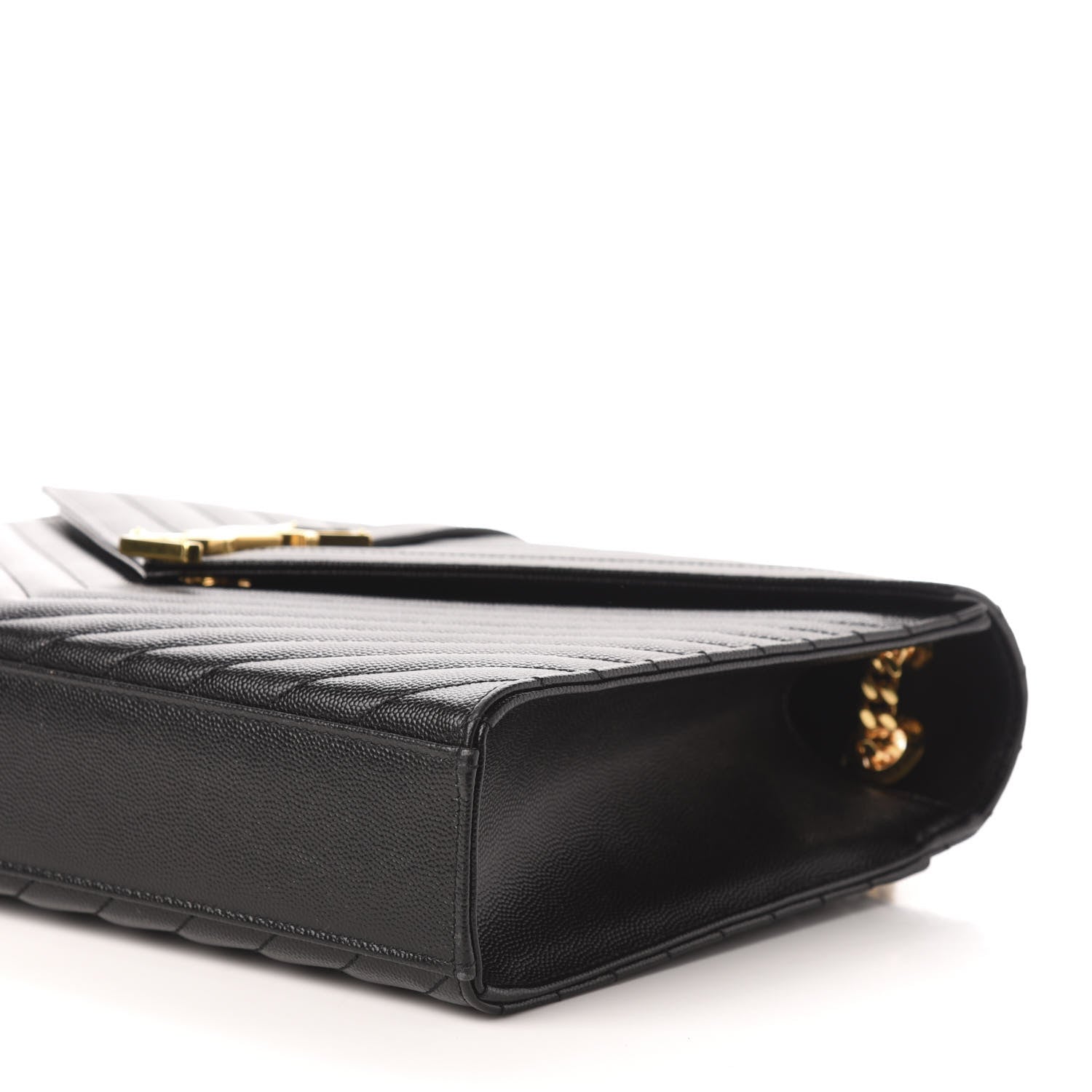 Saint Laurent Grain De Poudre Matelasse Chevron Large Monogram Satchel Black 9 of 10