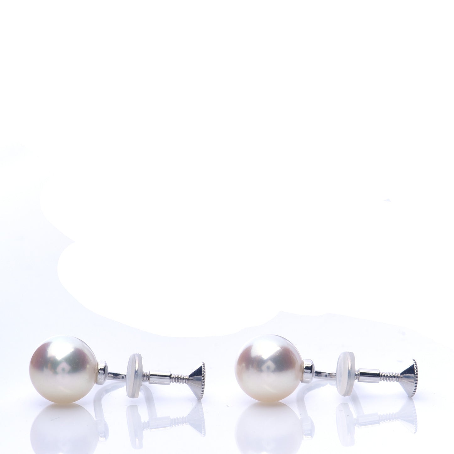 18K White Gold 8.8mm Akoya Pearl Screw Back Earrings