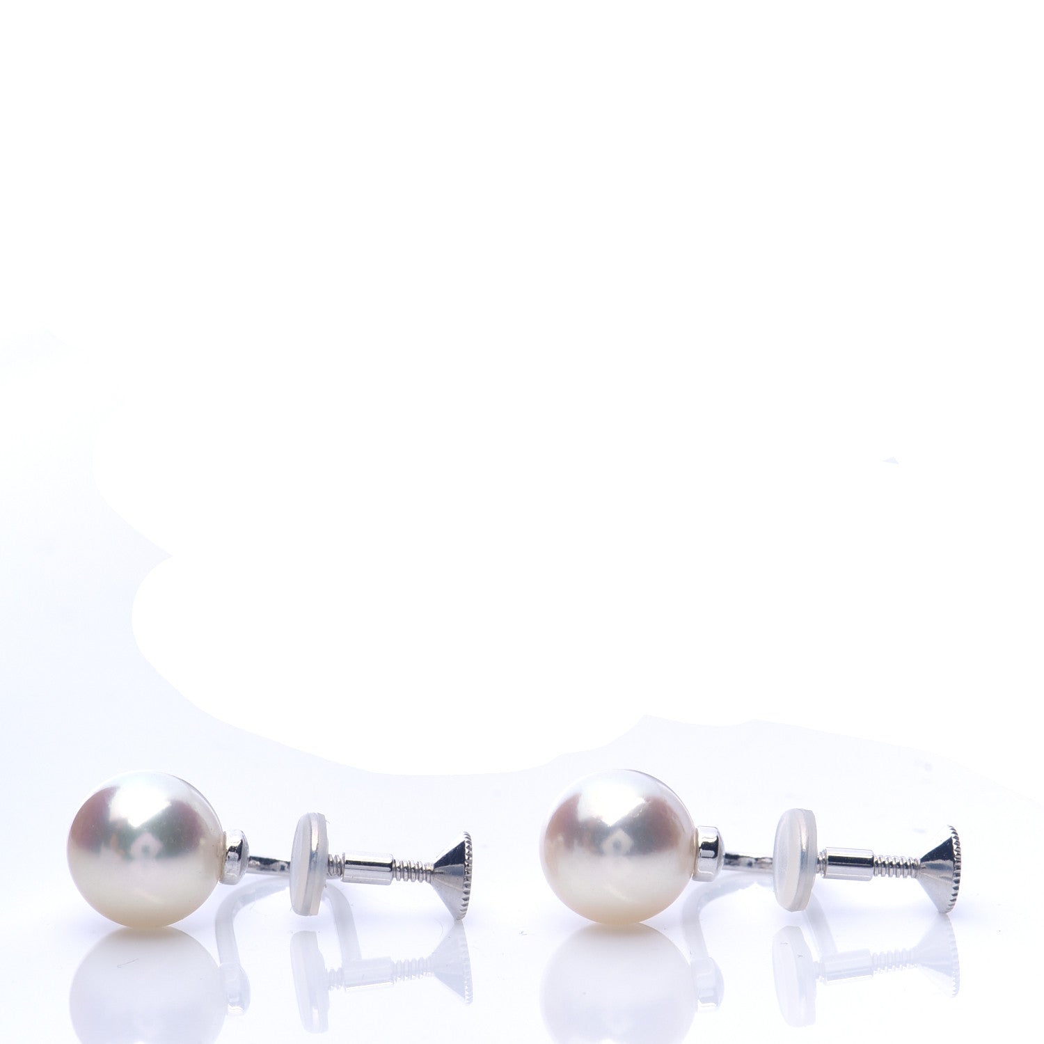 Mikimoto 18K White Gold 8.8mm Akoya Pearl Screw Back Earrings 5 of 5