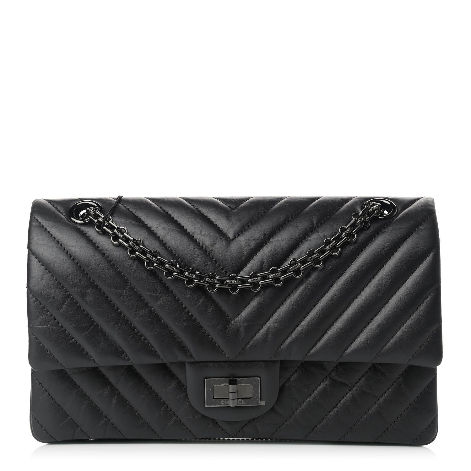 Chanel Aged Calfskin Chevron Quilted 2.55 Reissue 225 Flap So Black 1 of 13