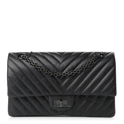 Chanel Aged Calfskin Chevron Quilted 2.55 Reissue 225 Flap So Black 1 of 13