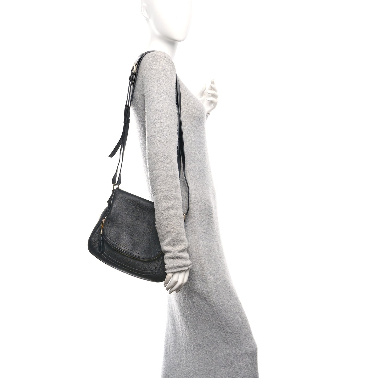 Grained Calfskin Medium Jennifer Crossbody Bag Black