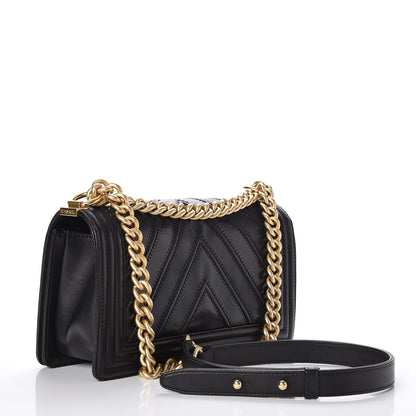 Chanel Caviar Suede Calfskin Chevron Medium Boy Flap Black 3 of 8