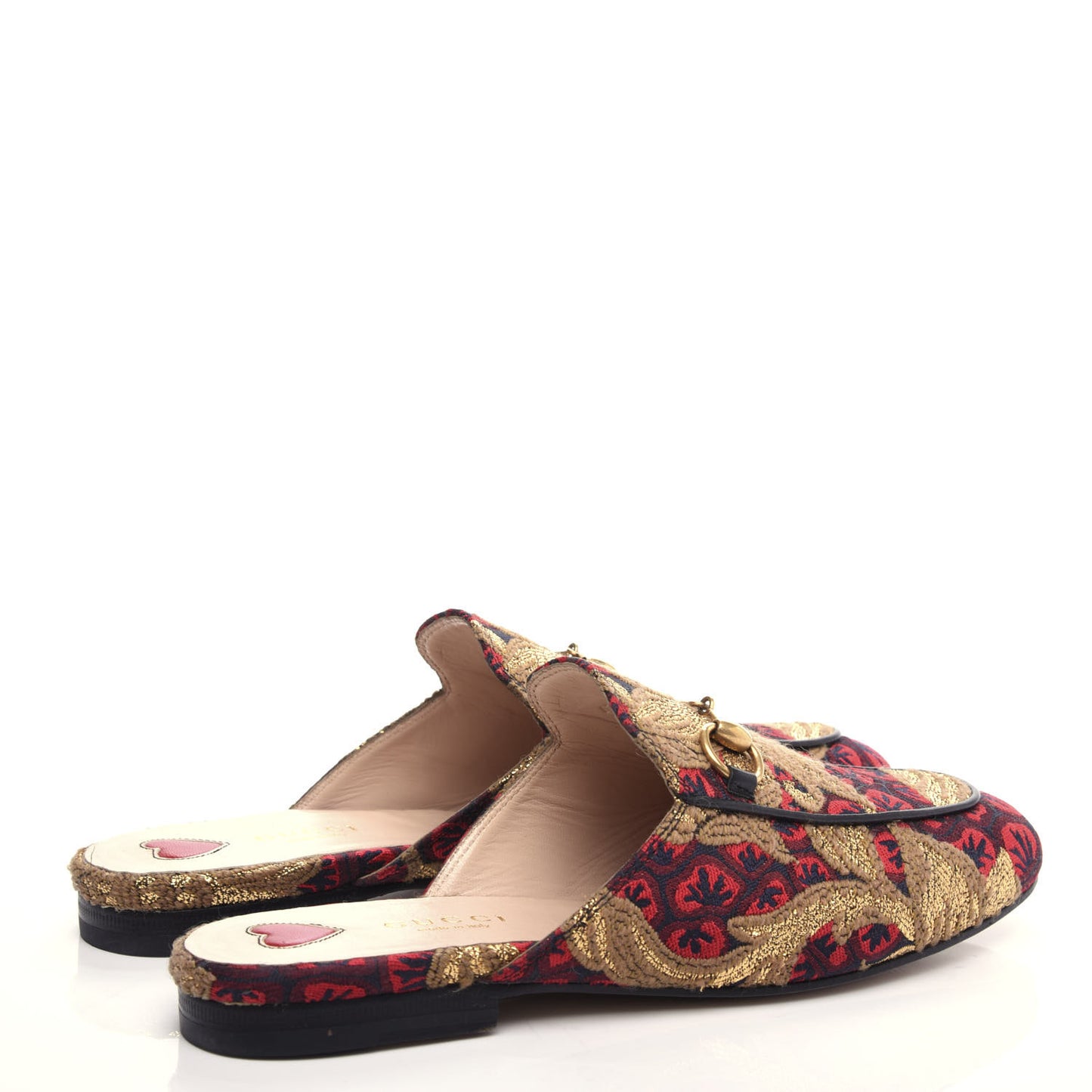 Jacquard Floral Womens Princetown Slippers 35.5 Black Camel