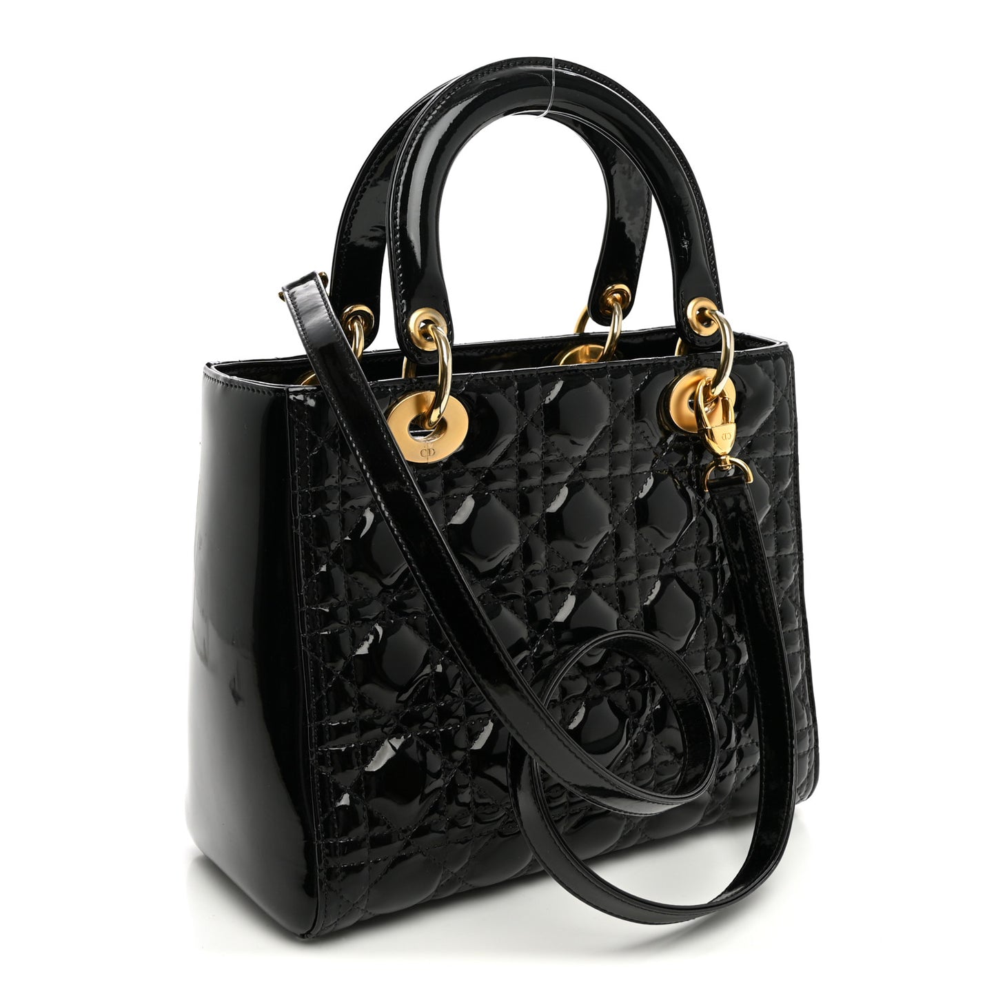 Patent Cannage Medium Lady Dior Black