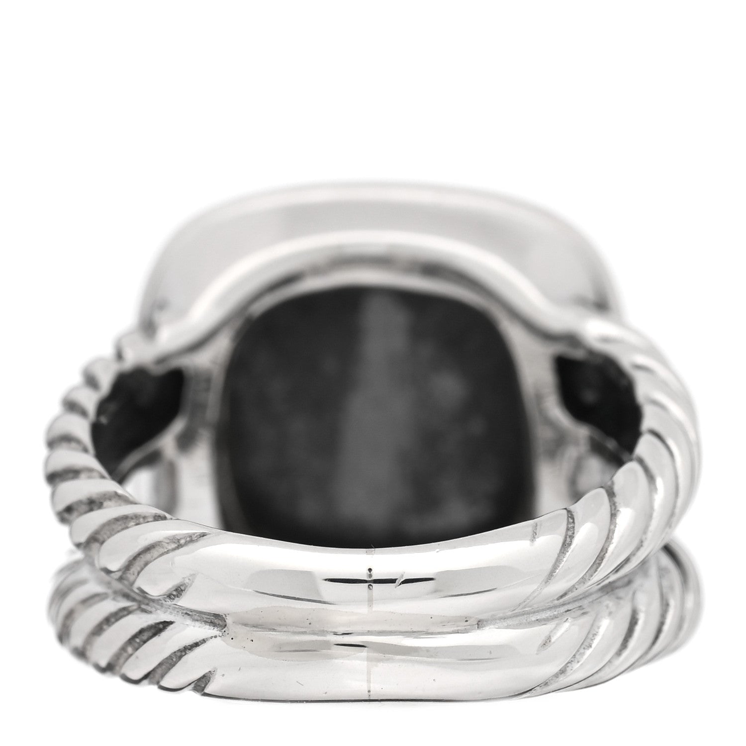 David Yurman Sterling Silver Diamond Hematite 11mm Albion Ring 51 5.75 3 of 4