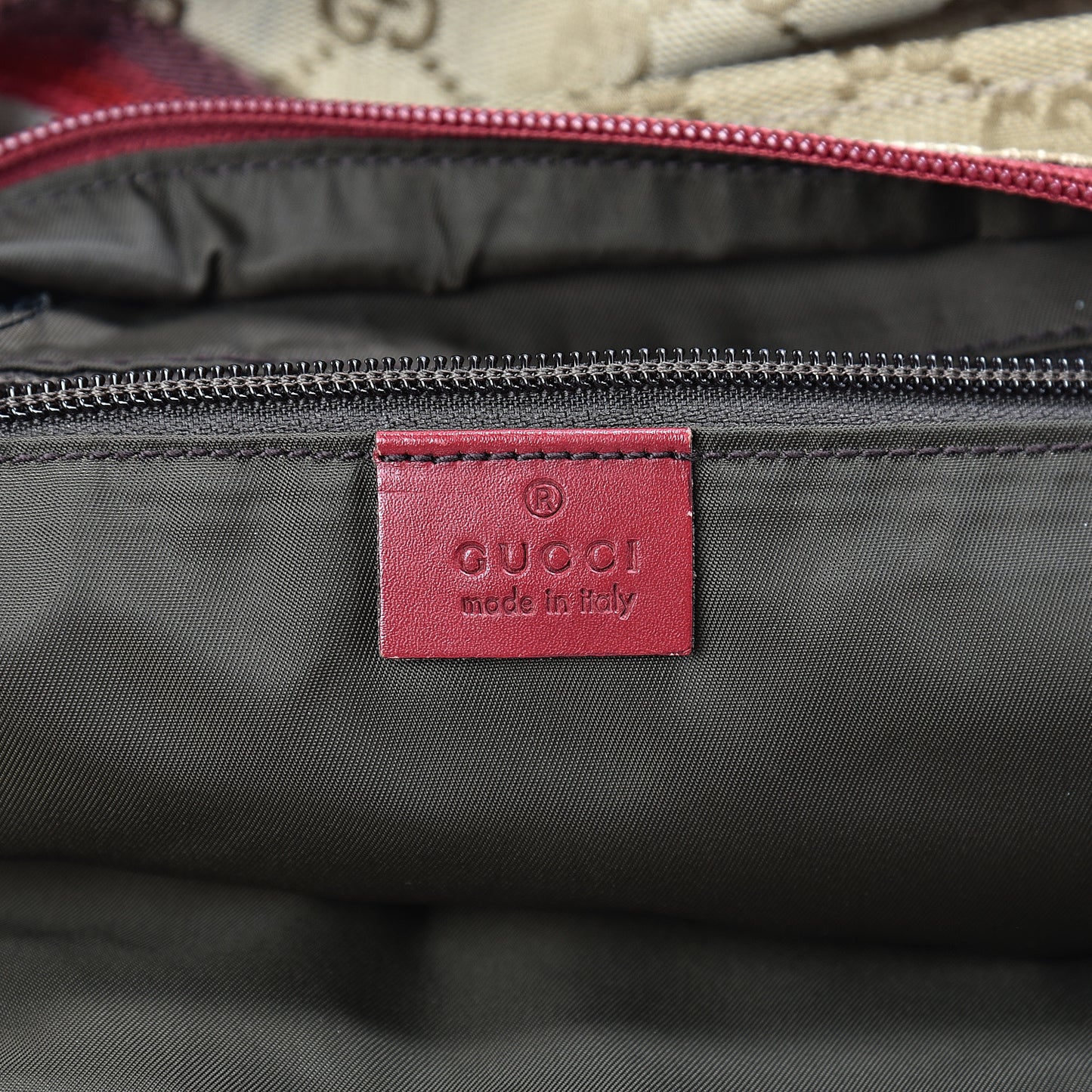 GG Monogram Large Web Handle Bucket Tote Red