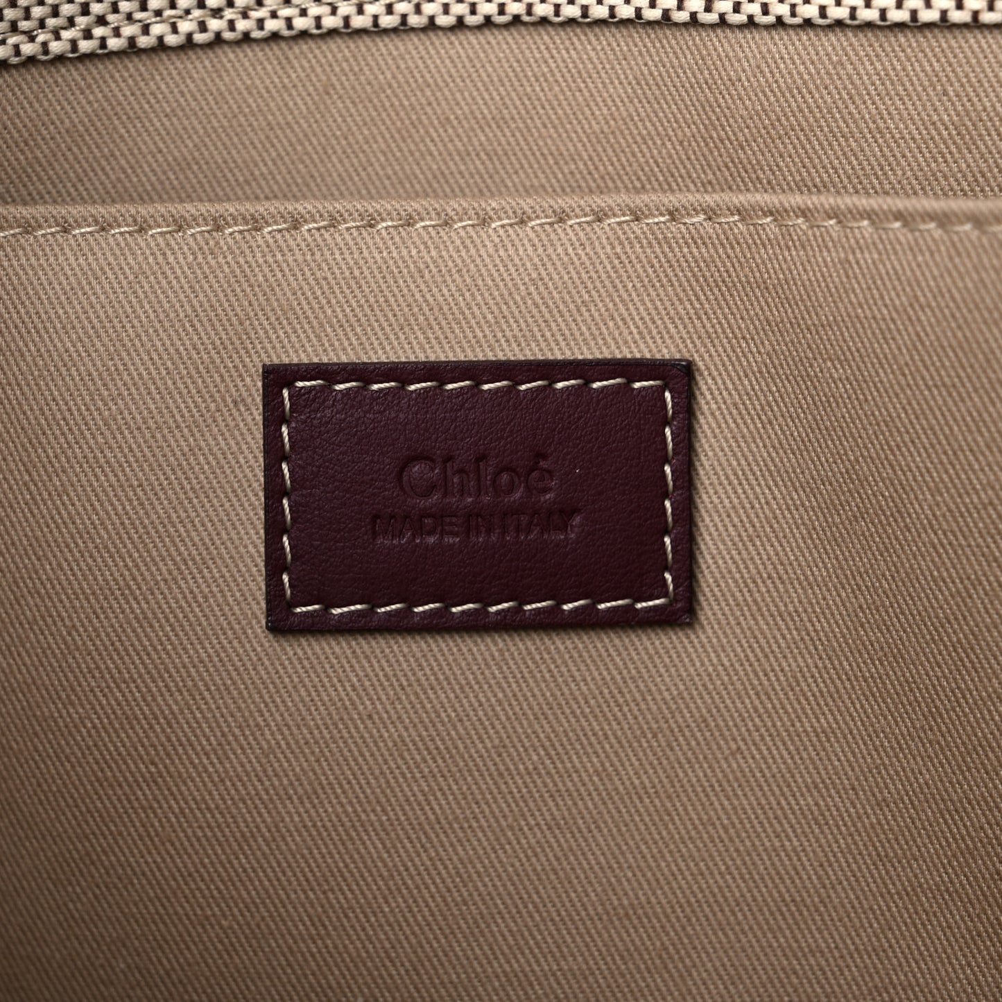 Cotton Calfskin Embroidered Medium Woody Ribbon Tote Burgundy