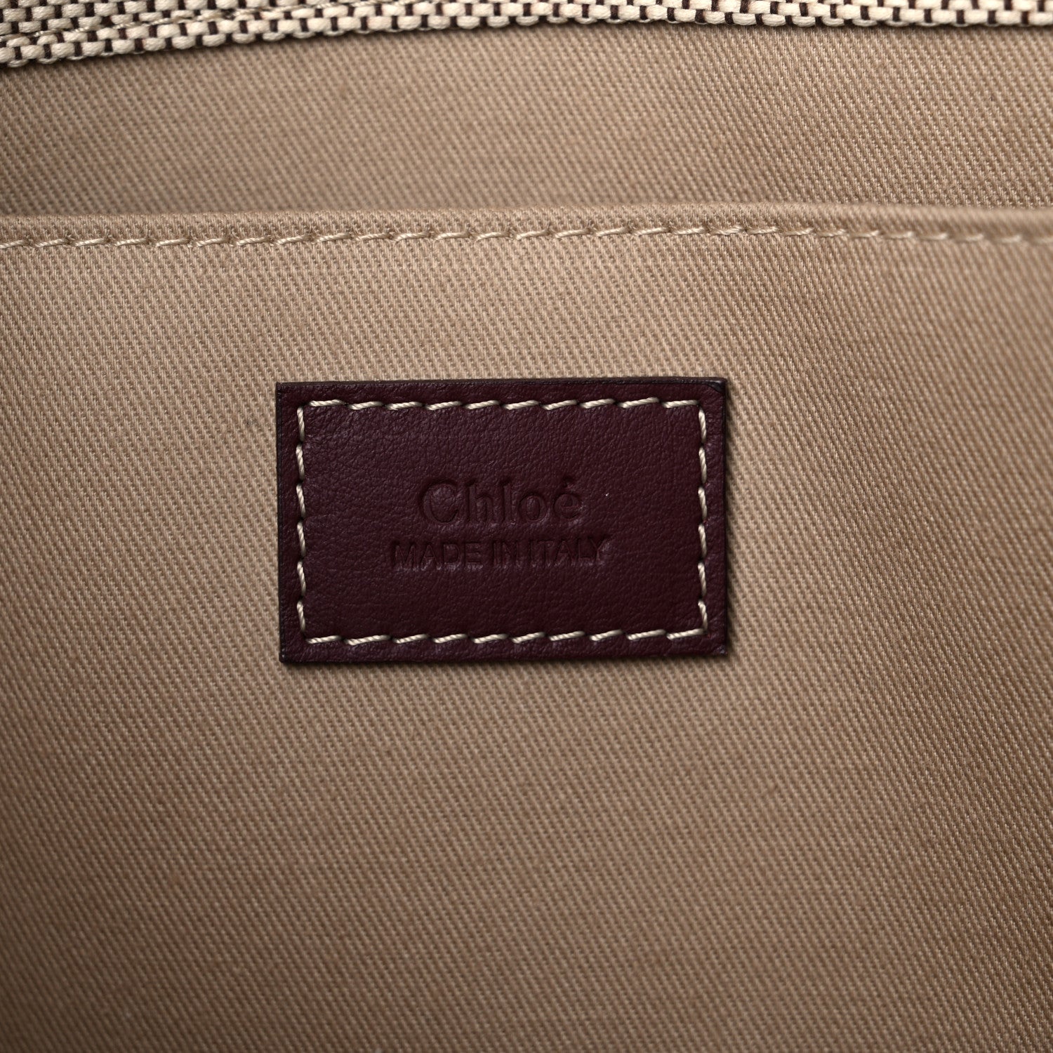 Chloe Cotton Calfskin Embroidered Medium Woody Ribbon Tote Burgundy 6 of 13