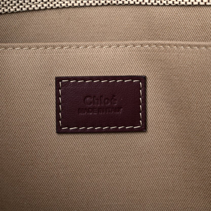 Chloe Cotton Calfskin Embroidered Medium Woody Ribbon Tote Burgundy 6 of 13