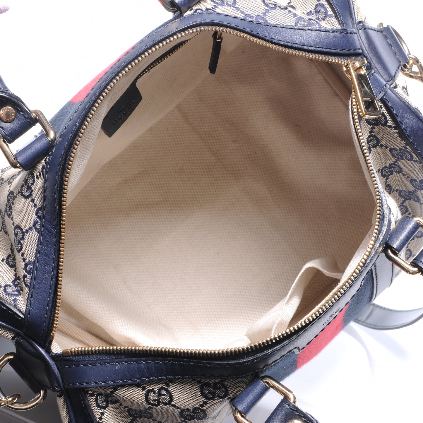 Monogram Selleria Calfskin Vintage Web Medium Boston Beige Blue