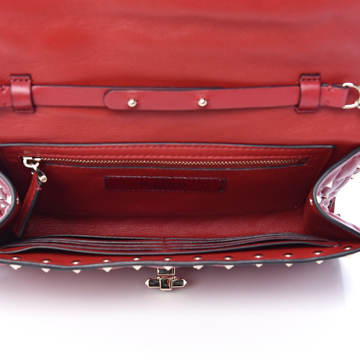 Nappa Rockstud Spike Wallet on Chain Rubino