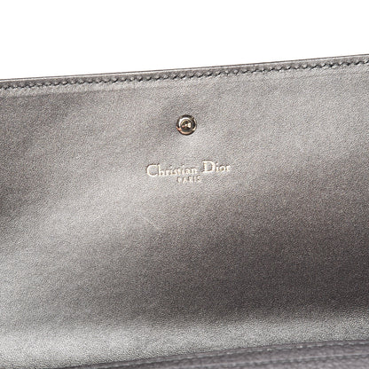 Christian Dior Metallic Grained Calfskin Diorama Croisiere Chain Wallet Gunmetal Grey 6 of 10