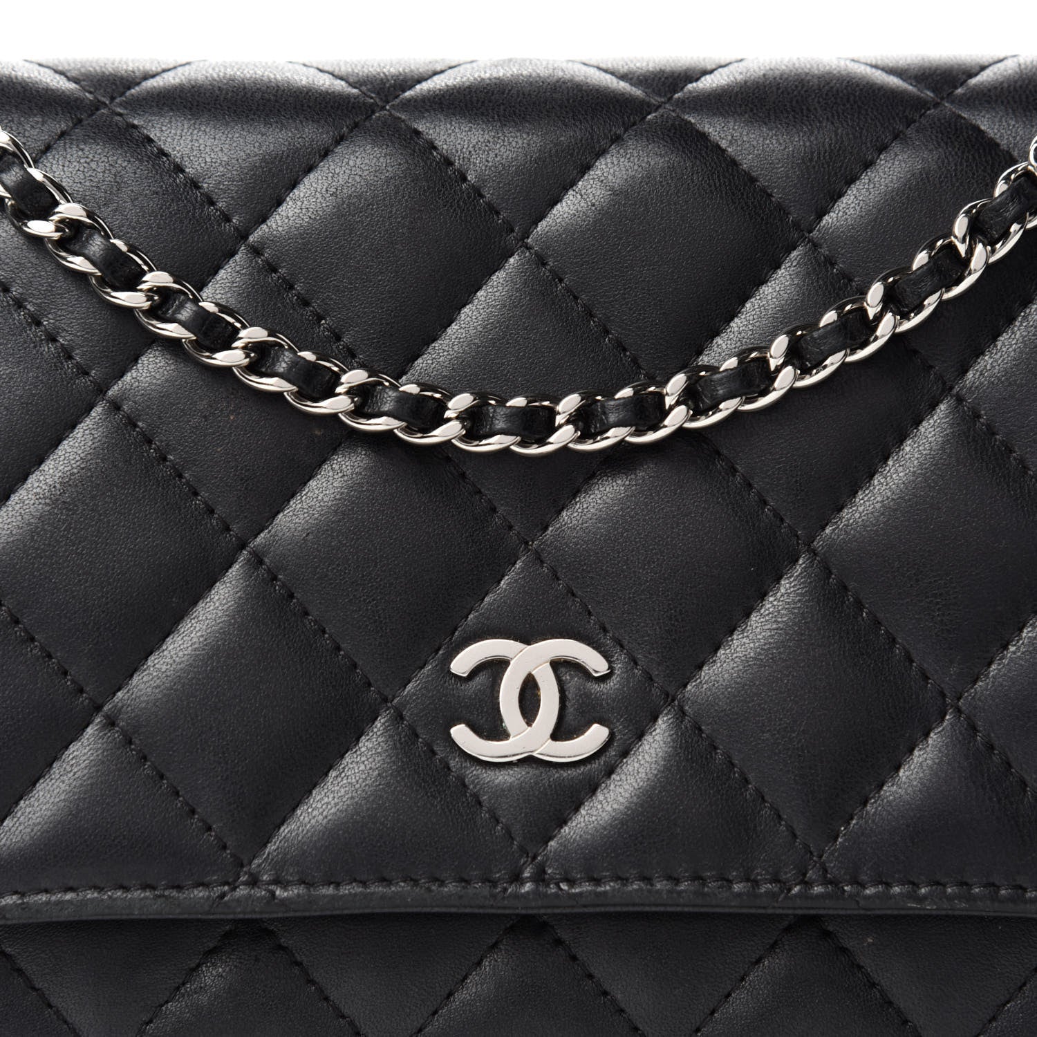 Chanel Lambskin Quilted Wallet On Chain WOC Black 12 of 12