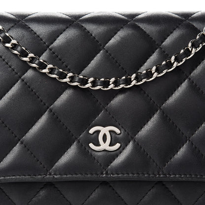 Chanel Lambskin Quilted Wallet On Chain WOC Black 12 of 12
