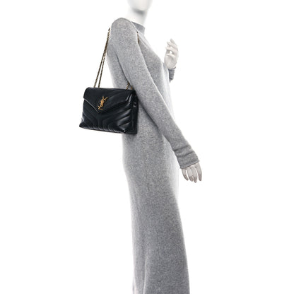 Saint Laurent Calfskin Y Quilted Monogram Small Loulou Chain Satchel Black 2 of 11