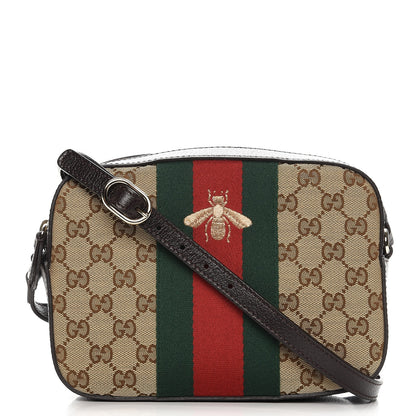 Gucci GG Supreme Monogram Web Small Webby Bee Shoulder Bag Dark Brown 1 of 9