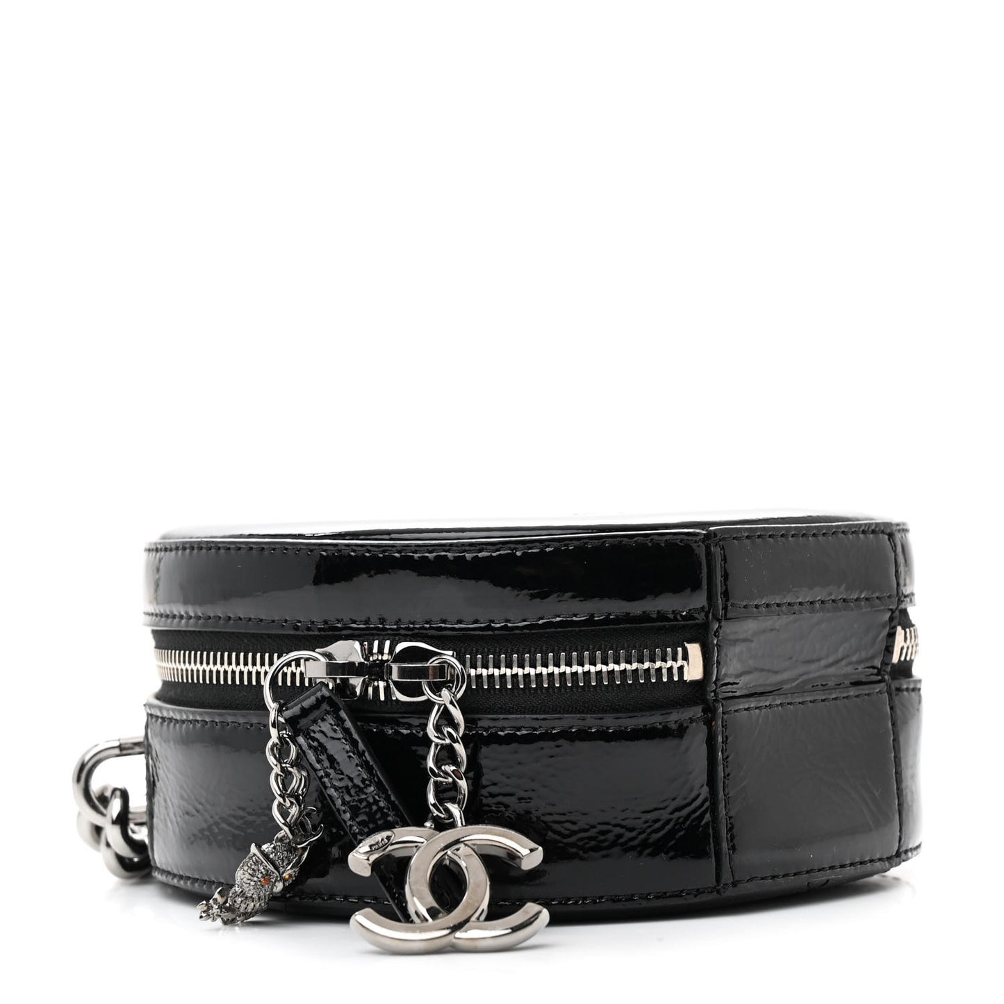 Patent Round As Earth Evening Bag Black