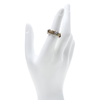 Tiffany 18K Yellow Gold Platinum Diamond Schlumberger Rope Four Row X Ring 53 6.25 2 of 6