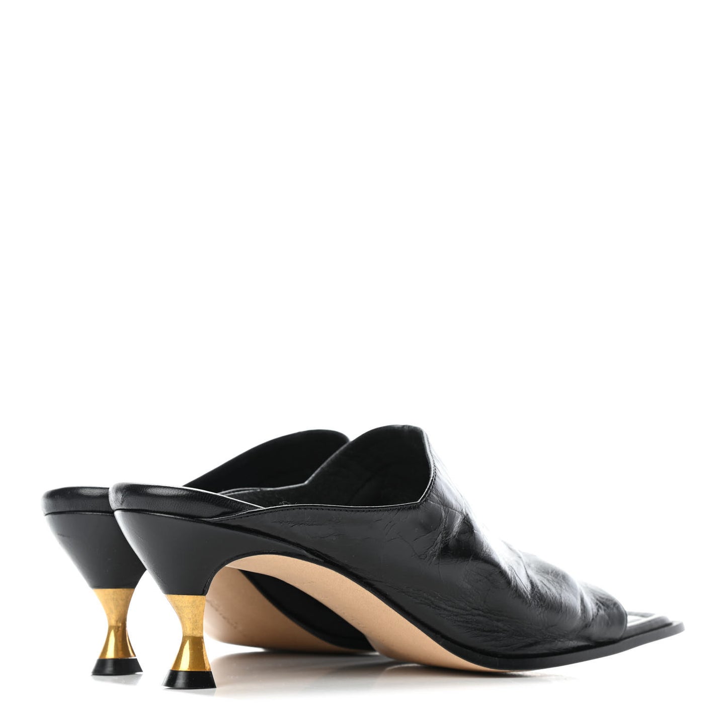 Nappa Square Toe 55 Mule Sandals 36.5 Black