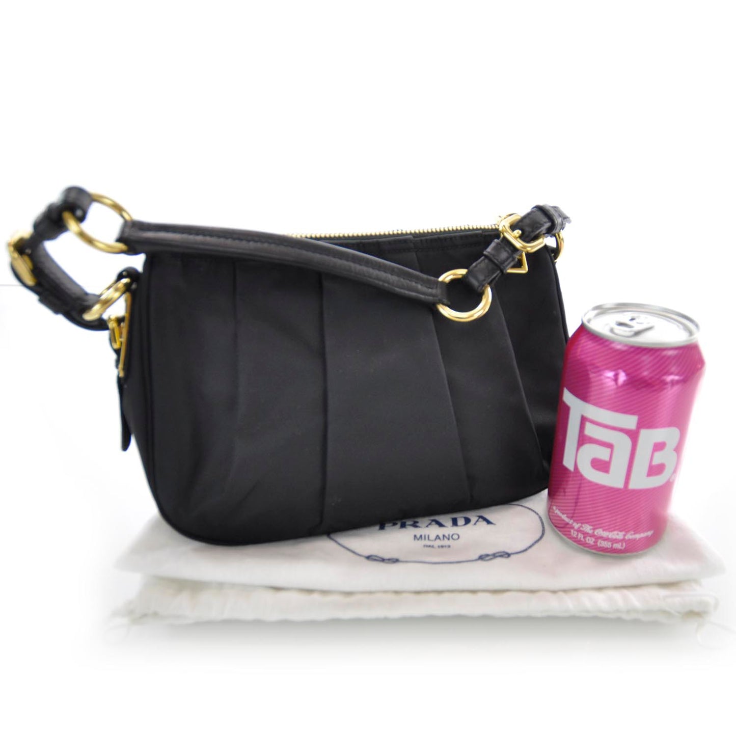 Tessuto Nylon Pleated Evening Bag Black