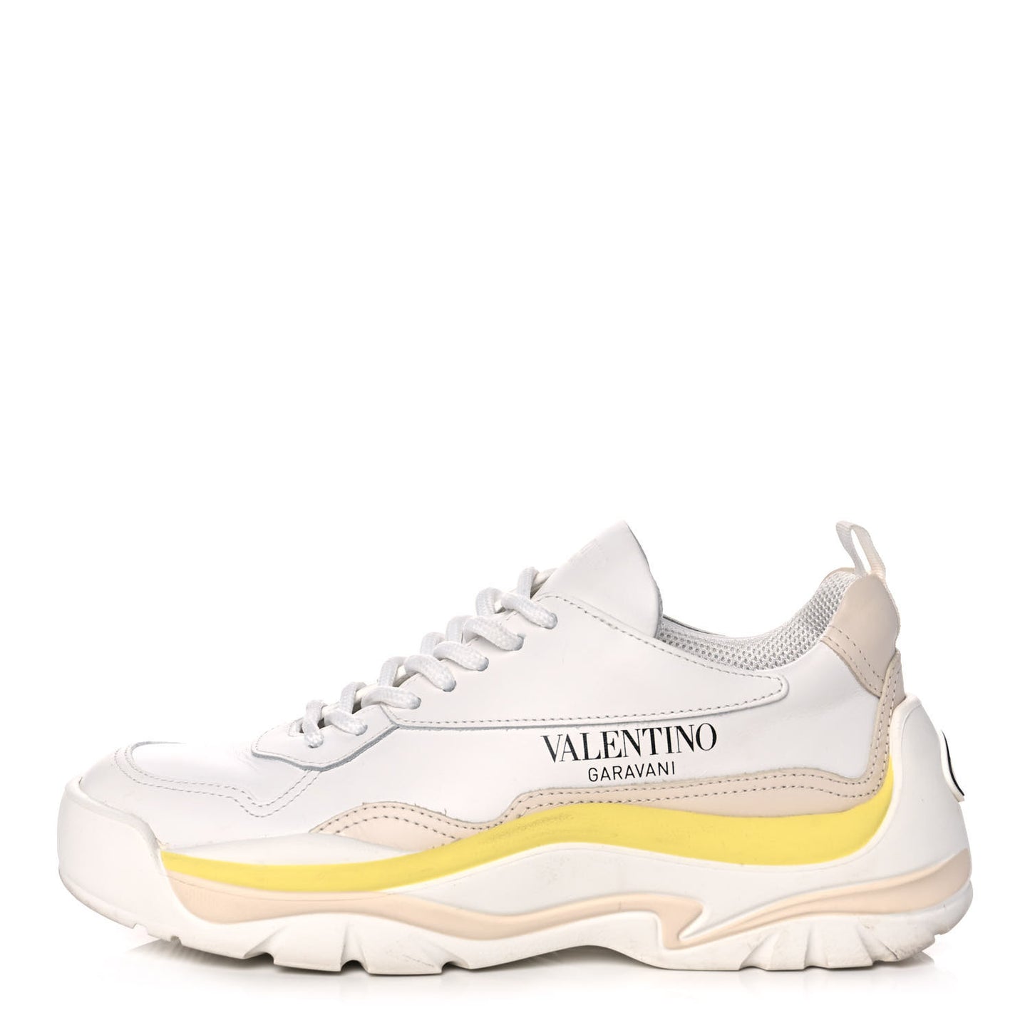 Calfskin Womens Gumboy Sneakers 36 White Lime Yellow